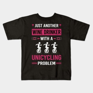 Wine Drinker Unicycling Unicycle Unicyclist Kids T-Shirt